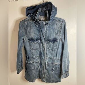Resistol Western Denim Jacket Chore Coat With Hood